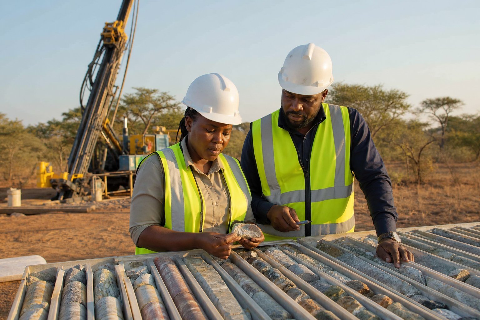 Drill core samples at an exploration site